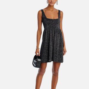 AQUA Women's Glitter Square Neck Sleeveless Dress, Black, Medium